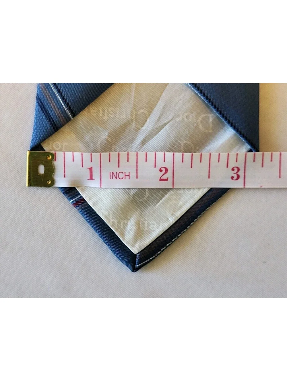 Vintage Christian Dior Men's Light Blue Tan Stripe Tie Necktie Made In USA